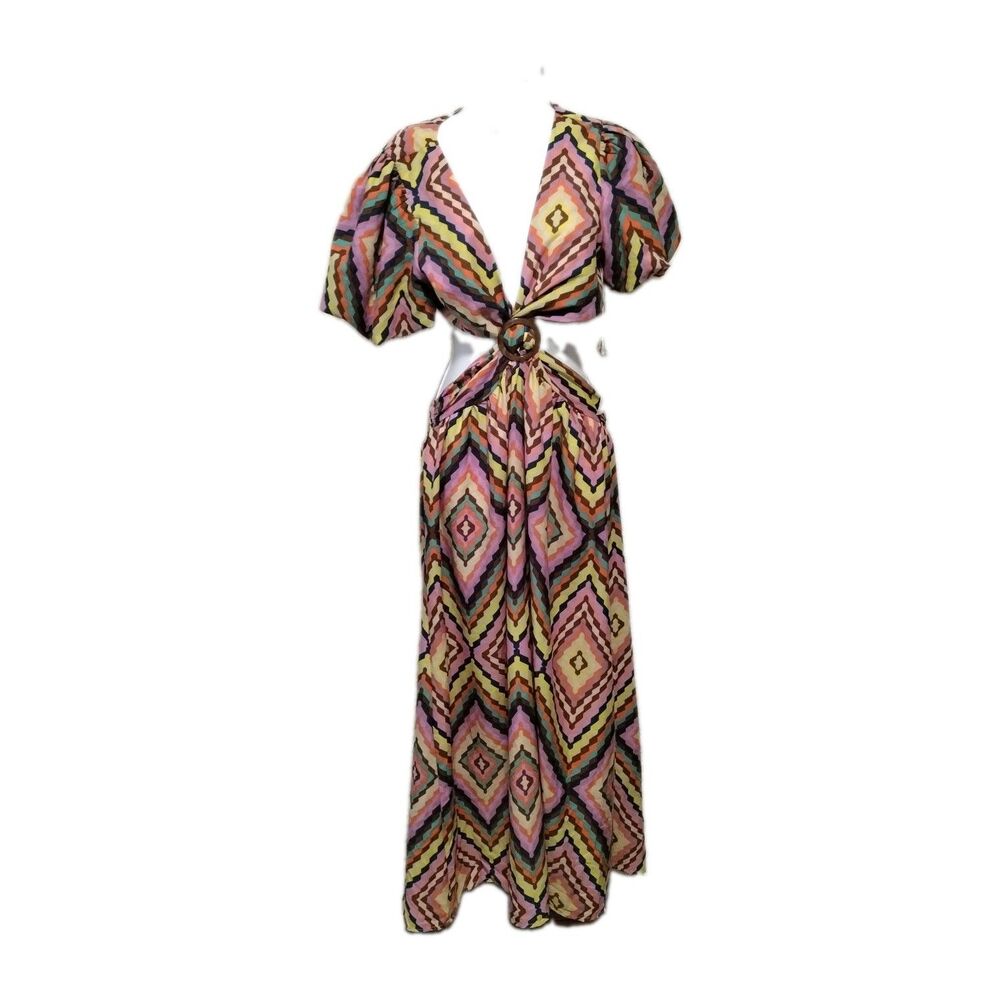 Truth Ny Women's Dress S Medium Aztec Tridal Maxi Pouf Sleeves Fairy Boho Dance
